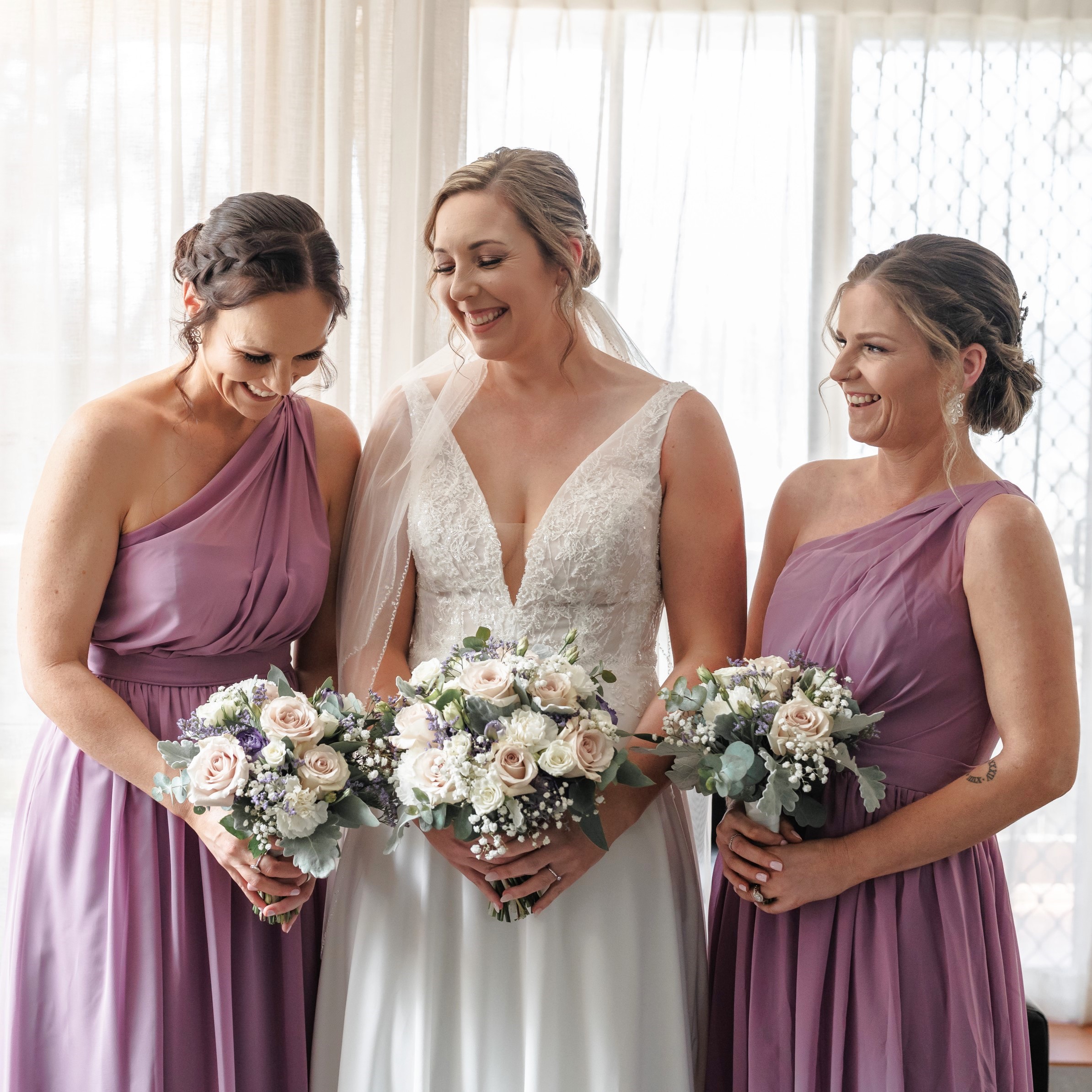 Bride and bridesmaids getting ready, bridal hair and makeup quote Gold Coast